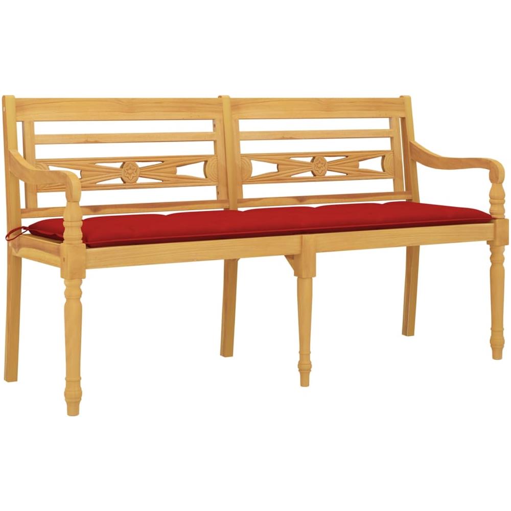 Panchina Batavia Con Cuscino Rosso 150 Cm Legno Massello Teak - Foto 3