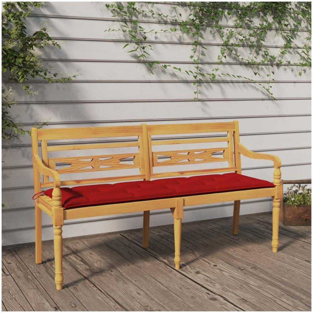 Panchina Batavia Con Cuscino Rosso 150 Cm Legno Massello Teak - Foto 1