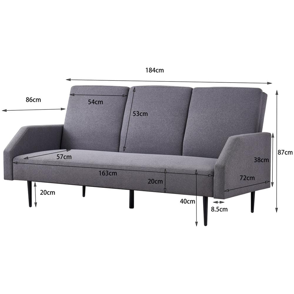 Dublin Divano Convertibile 3 Posti Tessuto Grigio - Foto 8