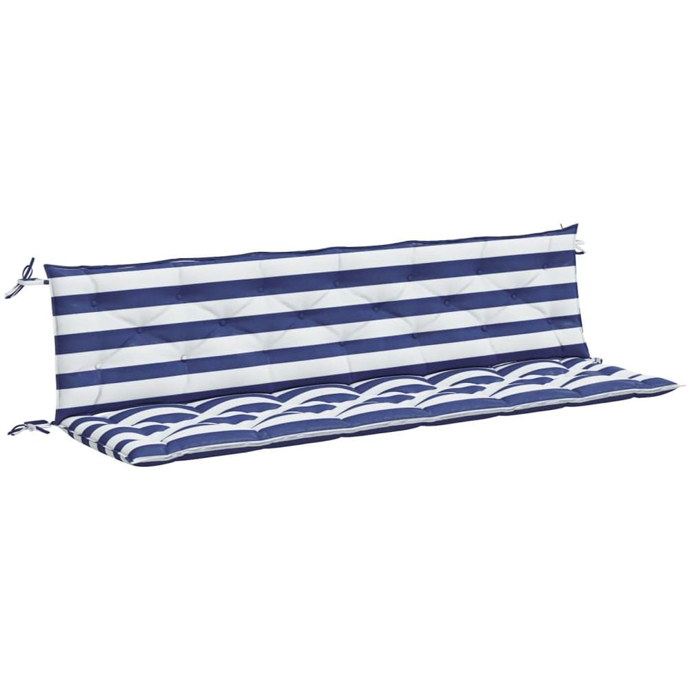 Cuscini Panca Giardino 2pz Righe Bianche Blu 200x50x7cm Tessuto - Foto 2