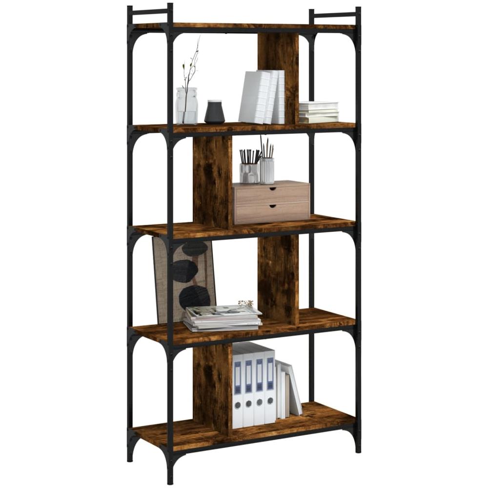 Libreria Rovere Fumo 5 Ripiani 76x32x158 Cm Legno Multistrato - Foto 3