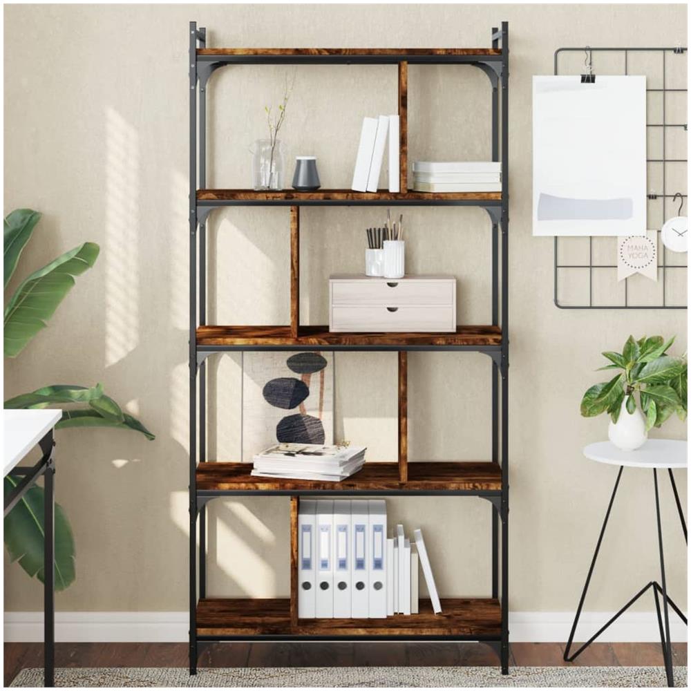 Libreria Rovere Fumo 5 Ripiani 76x32x158 Cm Legno Multistrato - Foto 1