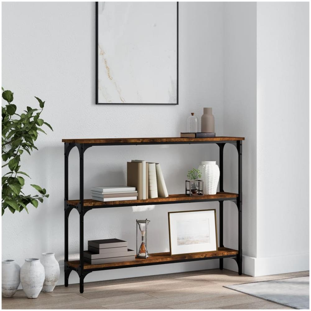 Tavolino Consolle Rovere Fumo 100x22,5x75 Cm Legno Multistrato - Foto 1
