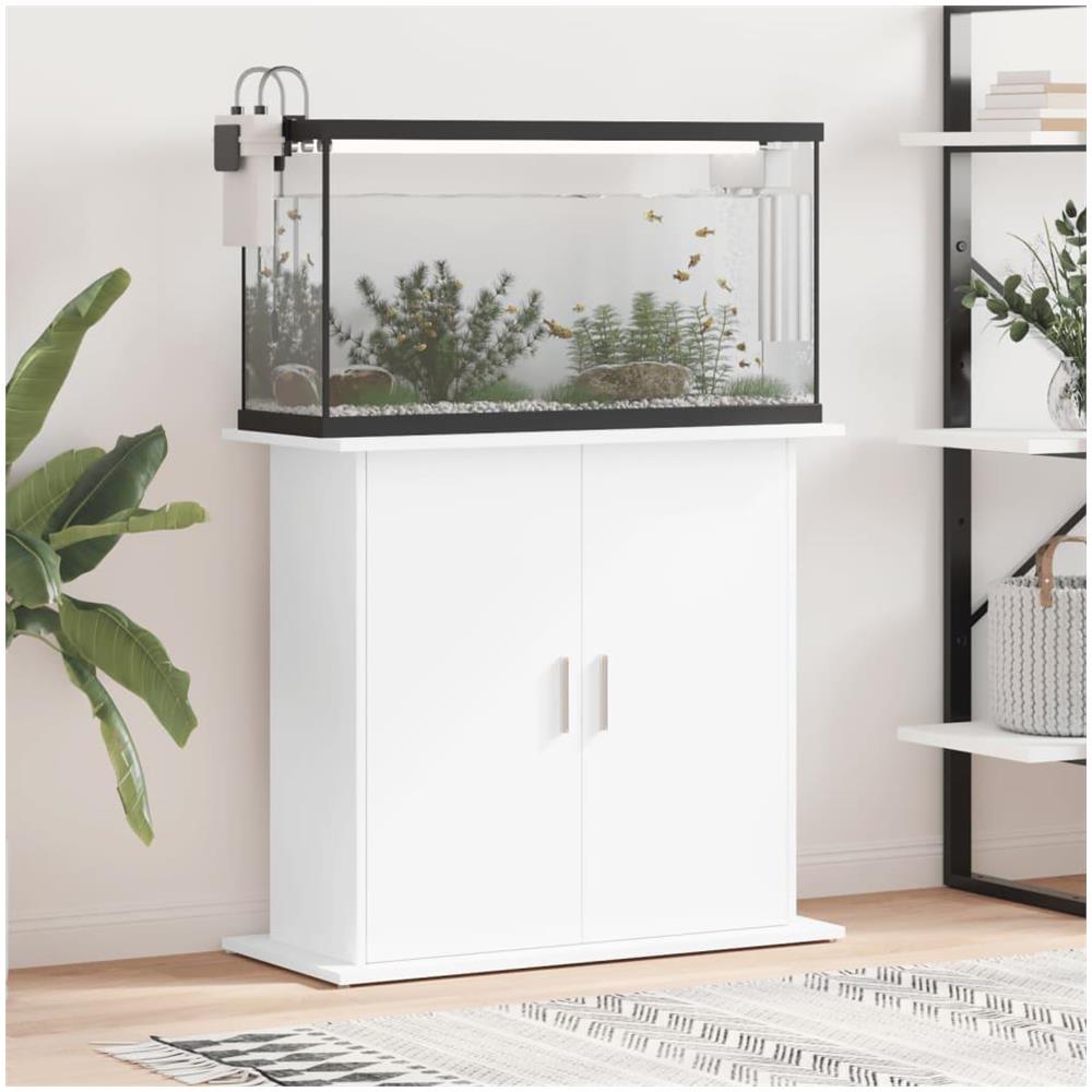 Supporto per Acquario Bianco 81x36x73 cm in Legno Multistrato - Foto 2