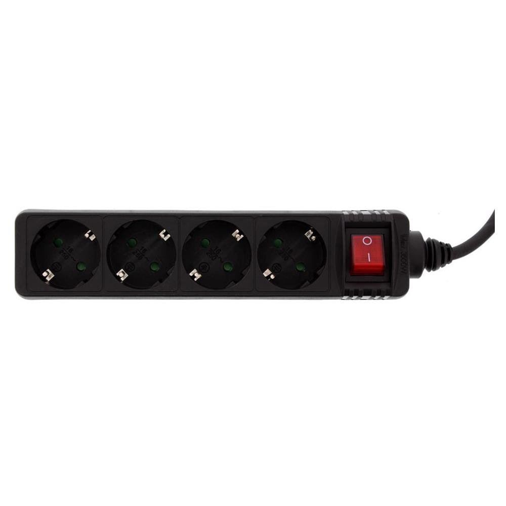 multipresa elettrica, 4x presa schu. ko, interruttore on / off e sicurezza bambini, plastica nera, cavo 1,5m, spina cee 7/7 - Foto 1