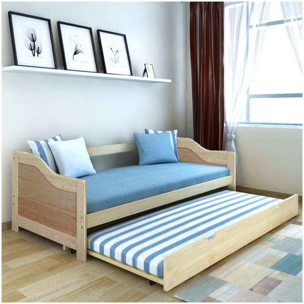 Vidaxl , Divano / letto A Scomparsa In Legno Di Pino Naturale 200x90 Cm , ePRICE