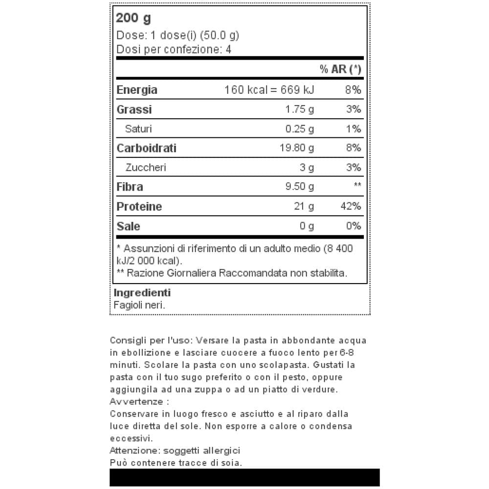 Pasta Di Farina Di Fagioli Neri Biologica Maxsport, 200 G. - Foto 1