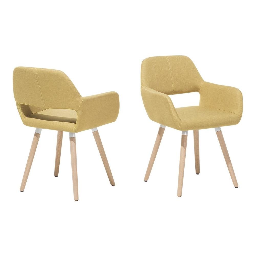 Set Di 2 Sedie Da Pranzo In Tessuto Giallo Chicago - Foto 1