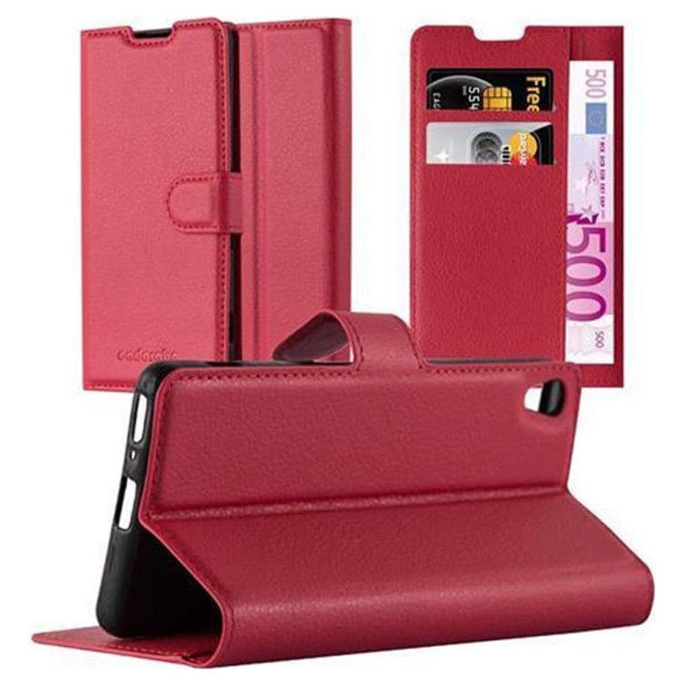 Custodia Compatibile Con Sony Xperia Xa In Rosso Carminio - Coperchio Protettiva Con Chiusura Magnetica, Funzione Stand E Tasca Per Le Carte - Foto 1