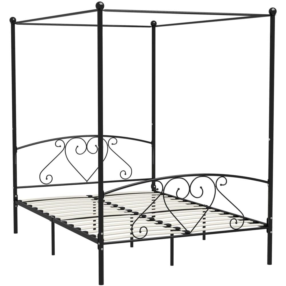 Letto A Baldacchino Nero In Metallo 160x200 Cm - Foto 2