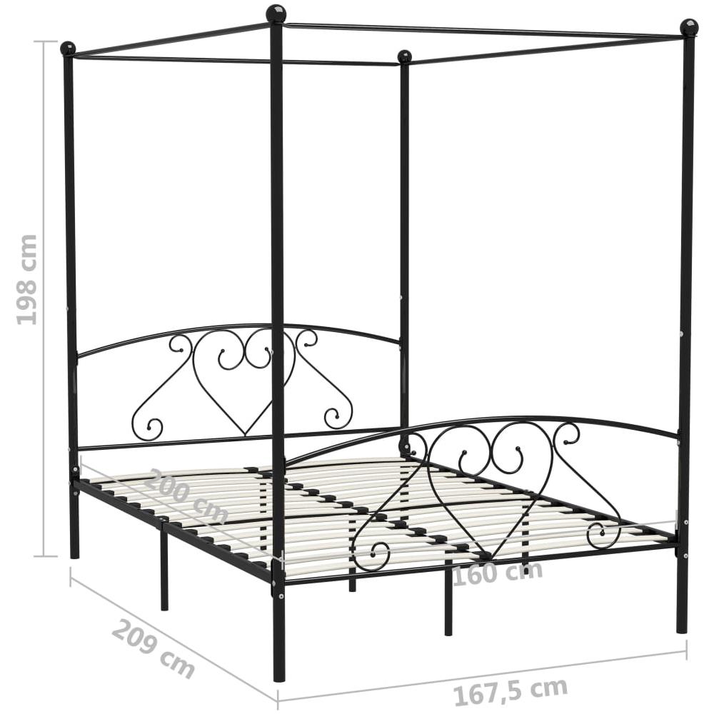 Letto A Baldacchino Nero In Metallo 160x200 Cm - Foto 7