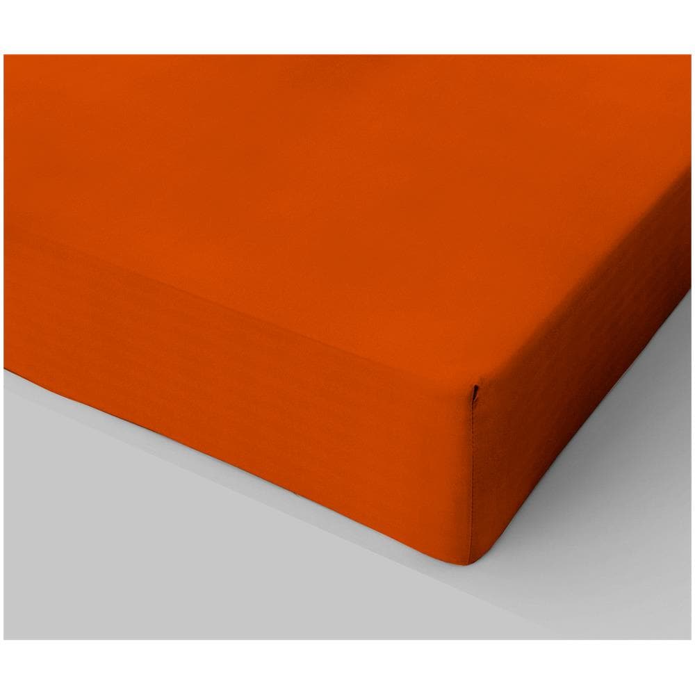 Lenzuolo Sotto Con Angoli In Cotone Con Elastico Made In Italy Due Piazze Matrimoniale 180x200 Cm - Arancio - Foto 1