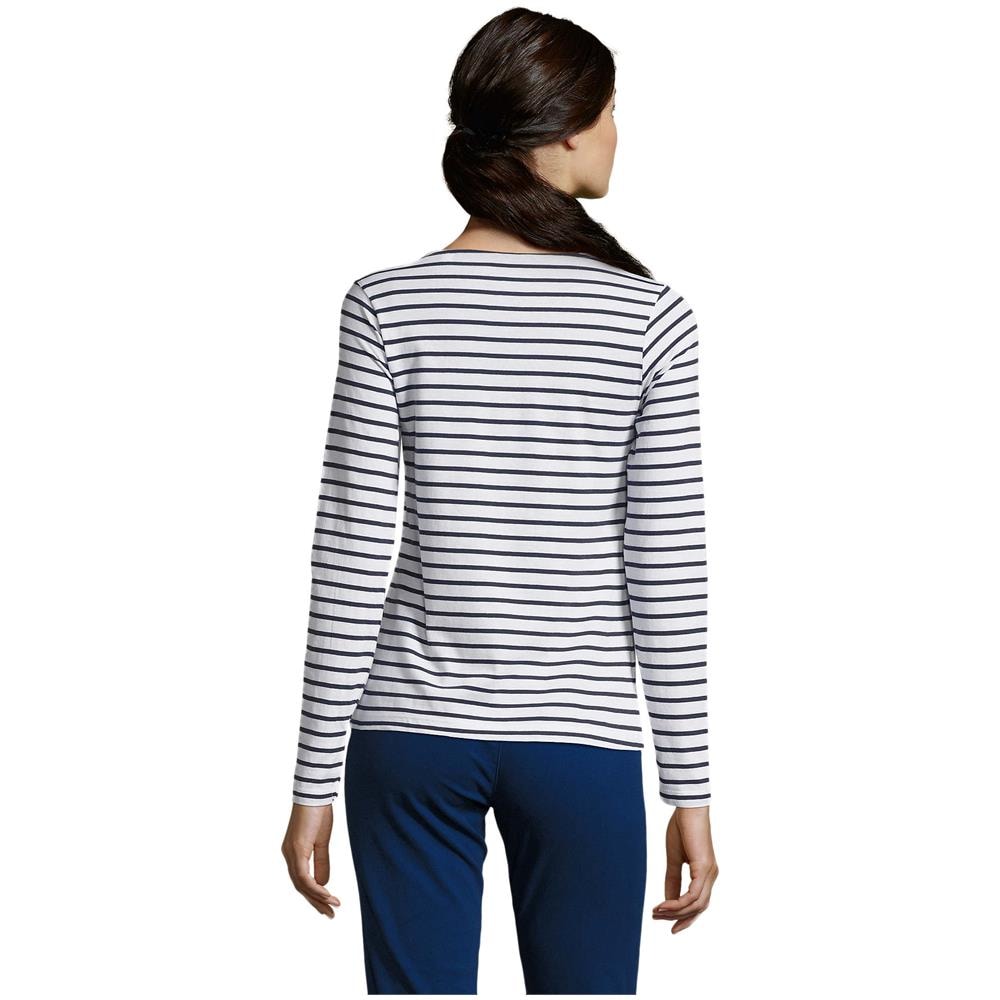 T-shirt Da Donna A Maniche Lunghe A Righe Di Colore E Taglia Blu Marino Xs - Foto 2