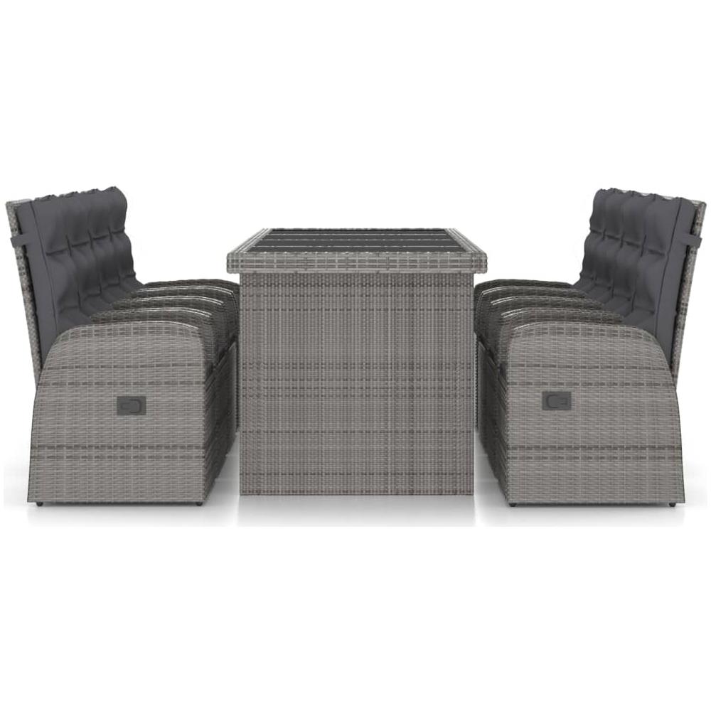 Set da Pranzo da Esterno 9 pz con Cuscini in Polyrattan Grigio - Foto 3