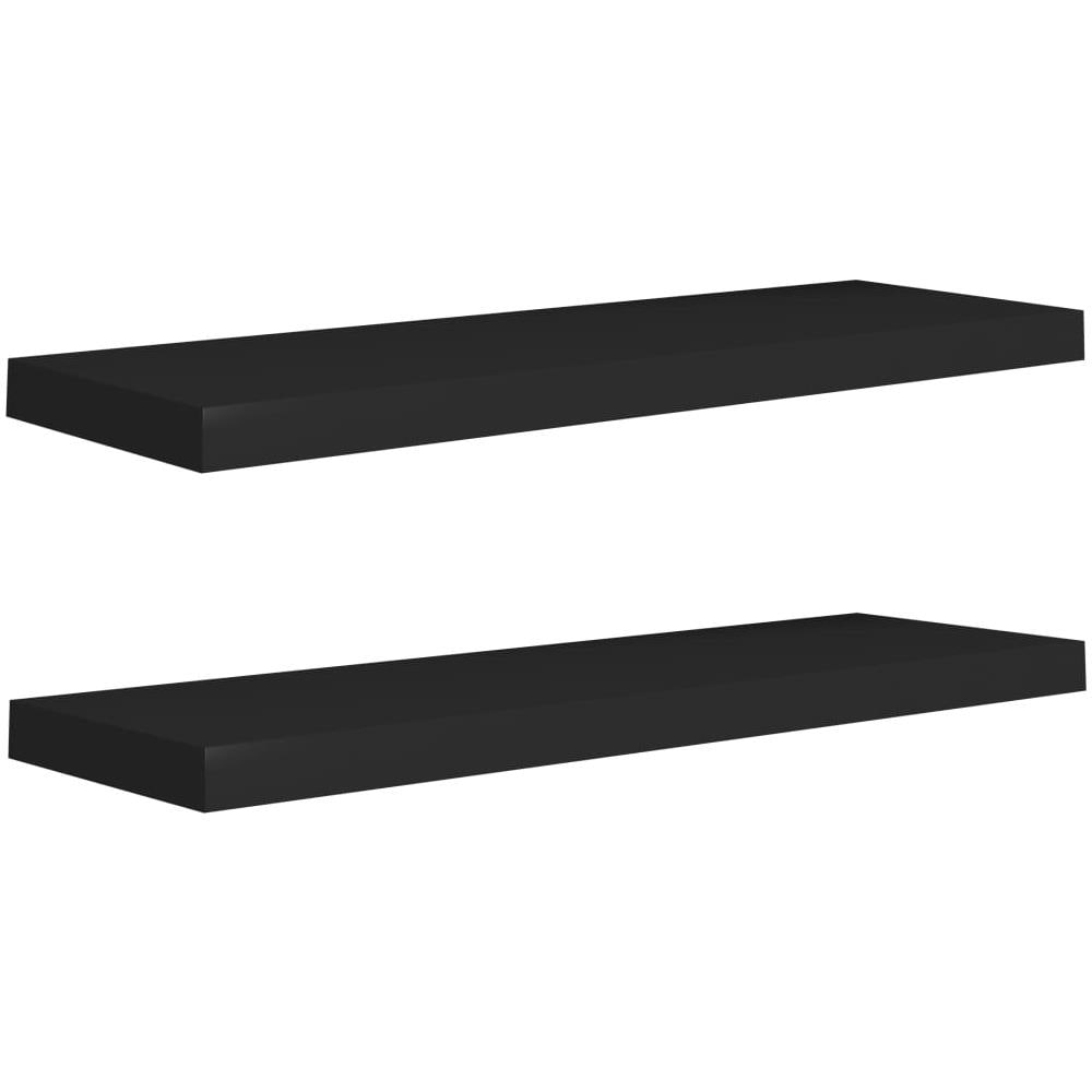 Scaffali a Parete 2 pz Neri 80x23,5x3,8 cm in MDF - Foto 1