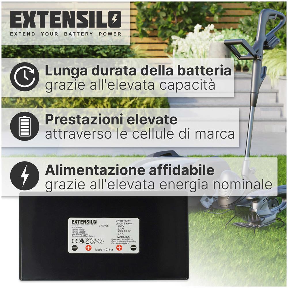 Batteria Sostituisce Ambrogio 6060ba0 Per Tagliaerba, Robot Tagliaerba (3400mah, 25,2v, Li-ion) - Foto 11