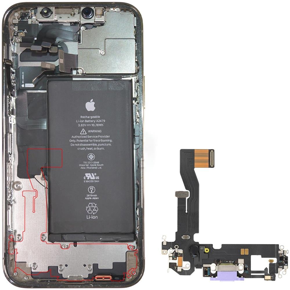 Connettore Ricarica Lightning E Microfono Di Ricambio Iphone 12 E 12 Pro Lilla - Foto 2