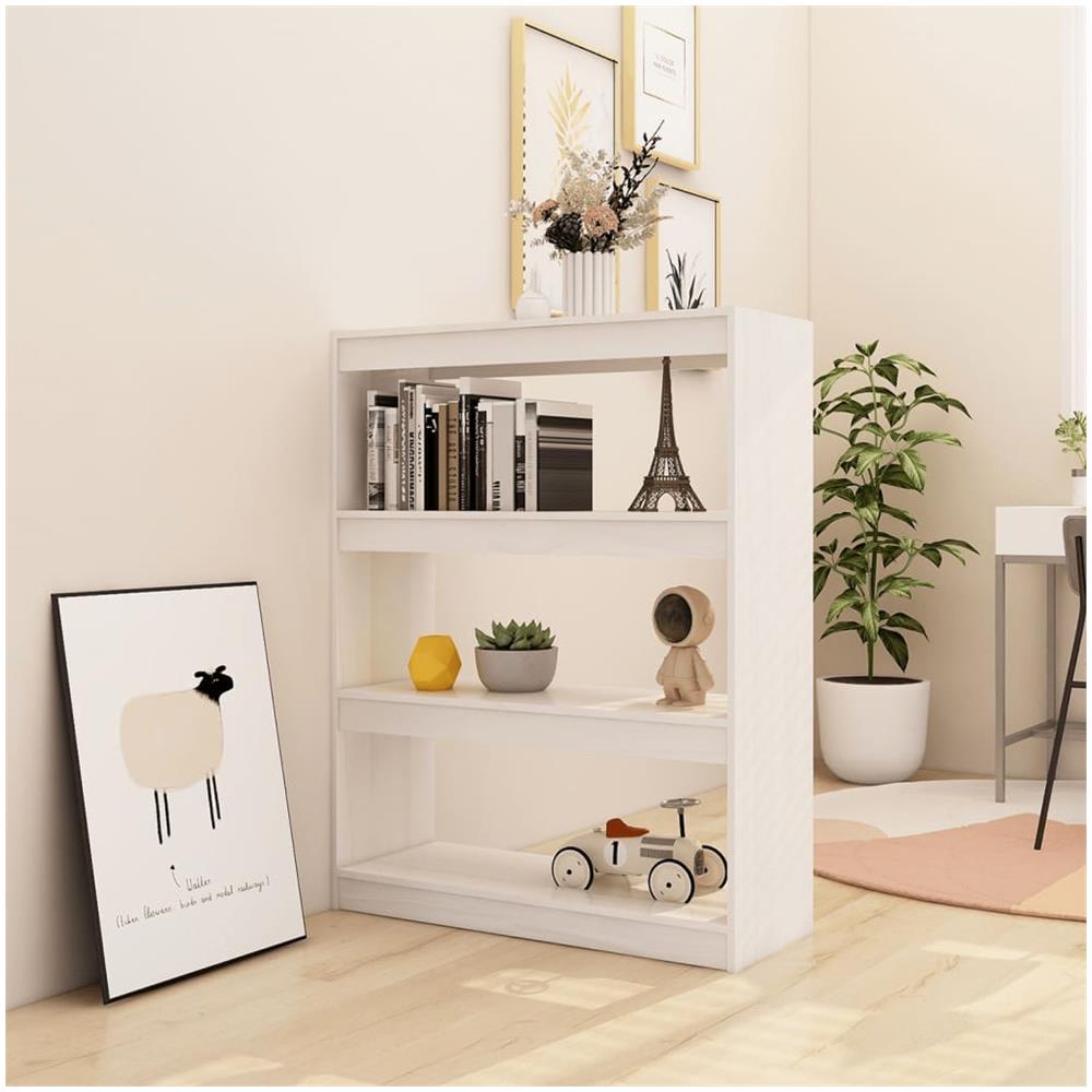 Libreria / divisorio Bianco 100x30x103 Cm In Massello Di Pino - Foto 3