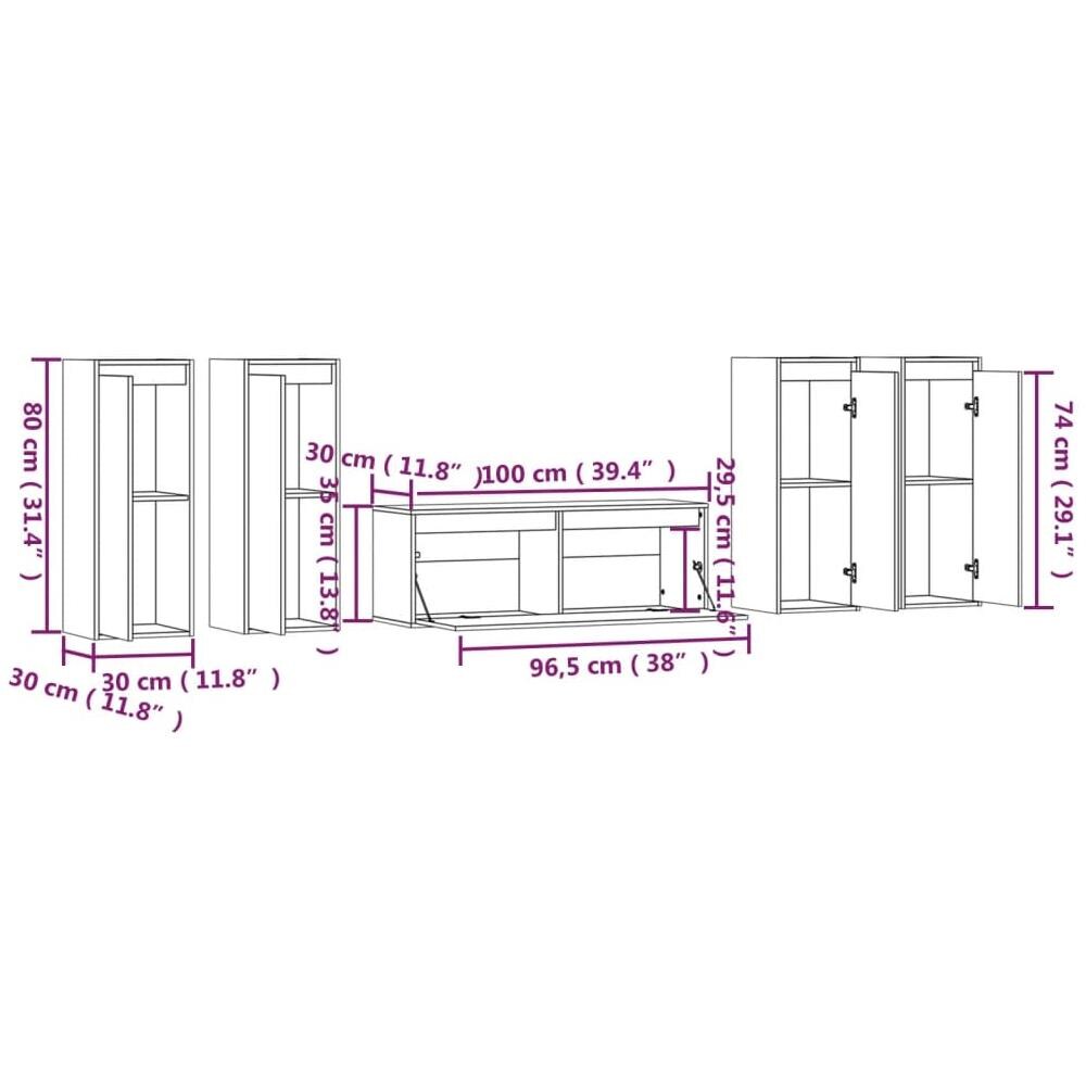 Mobili Porta Tv 5 Pz Bianchi In Legno Massello Di Pino - Foto 2
