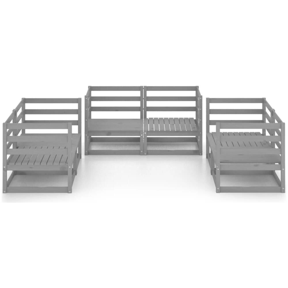 Set Divani Da Giardino 6 Pz Grigio In Legno Massello Di Pino - Foto 3