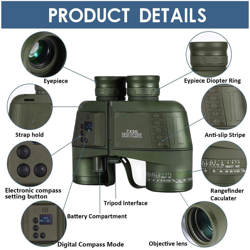 Binocolo Marino Militare Visionking 7x50 – Impermeabile E Robusto Per Uso Generale E Marina