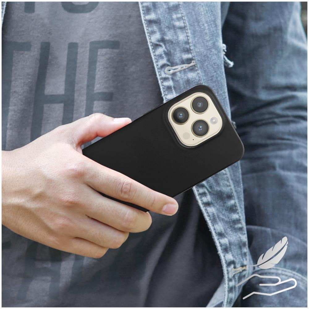 Cover Silicone Morbido Iphone 14 Pro Nera + Vetro Temperato 9h Trasparente - Foto 2