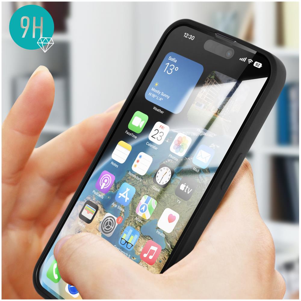 Cover Silicone Morbido Iphone 14 Pro Nera + Vetro Temperato 9h Trasparente - Foto 5