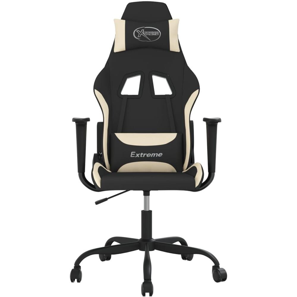 Sedia da Gaming Nero e Crema in Tessuto - Foto 3