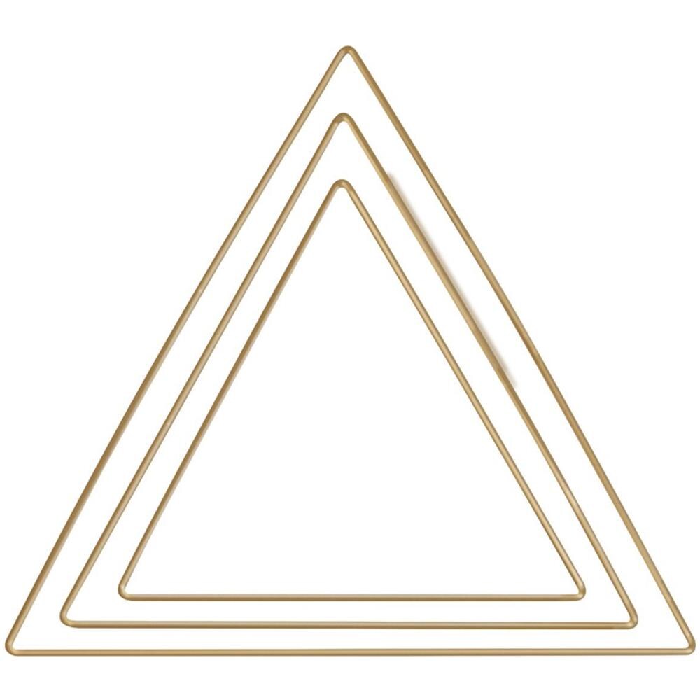 3 Triangoli In Metallo Dorato 20 / 25 / 30 Cm - Foto 1