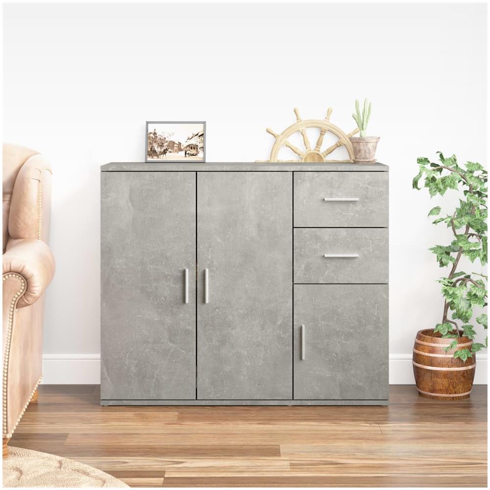 Credenza Grigio Cemento 91x29,5x75 Cm In Legno Multistrato - Foto 1