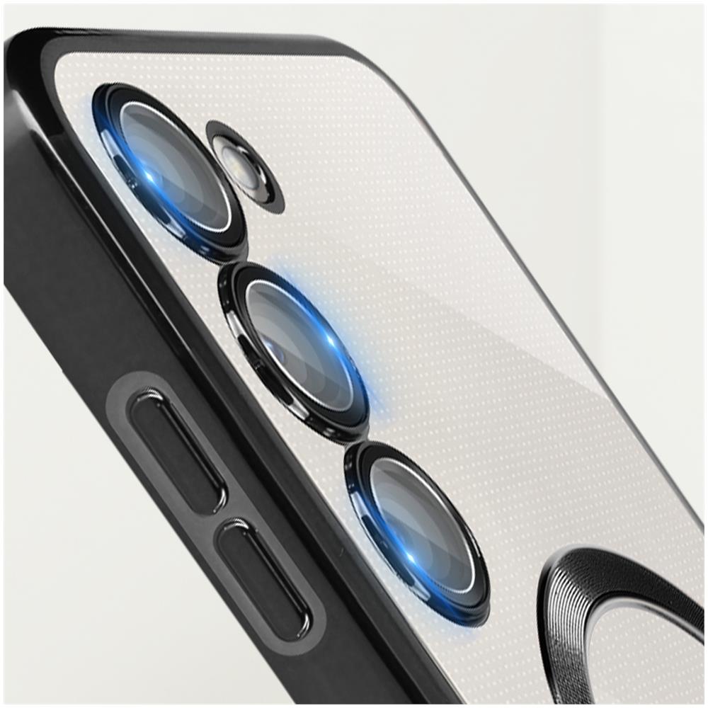 Cover Magsafe Per Samsung S23 Plus Con Protezione Fotocamera Trasparente / Nero - Foto 2