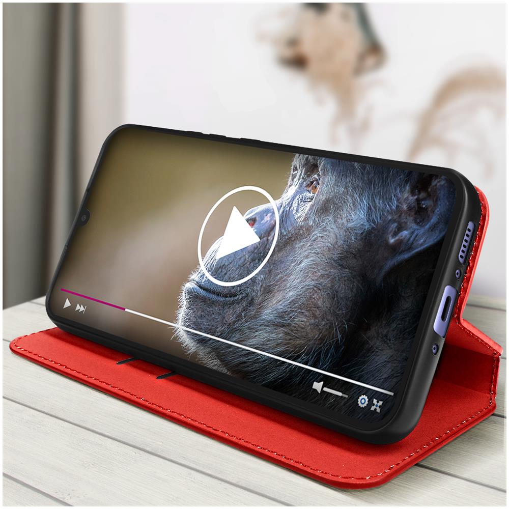 Custodia Per Samsung Galaxy A34 5g Portafoglio Funzione Supporto Video Rossa - Foto 2