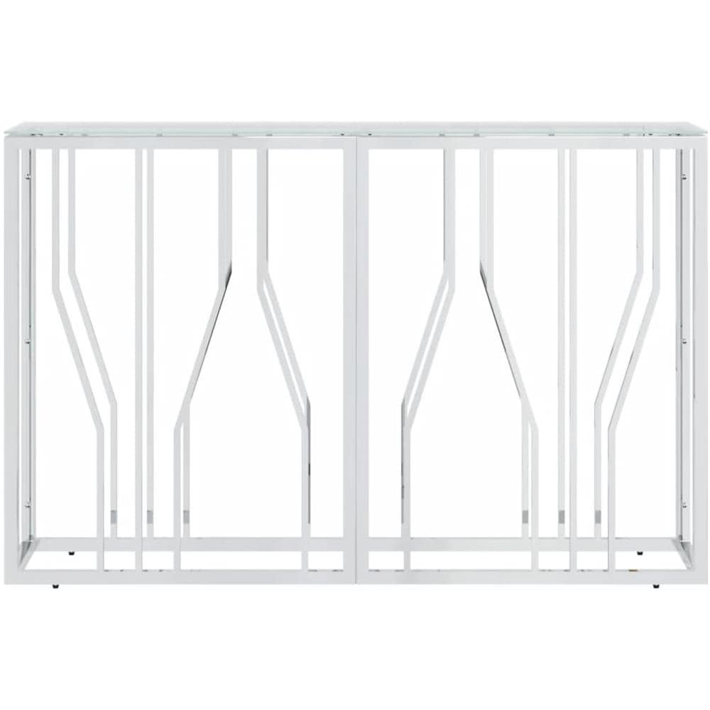 Tavolino Consolle 110x30x70 Cm In Acciaio Inox E Vetro - Foto 3