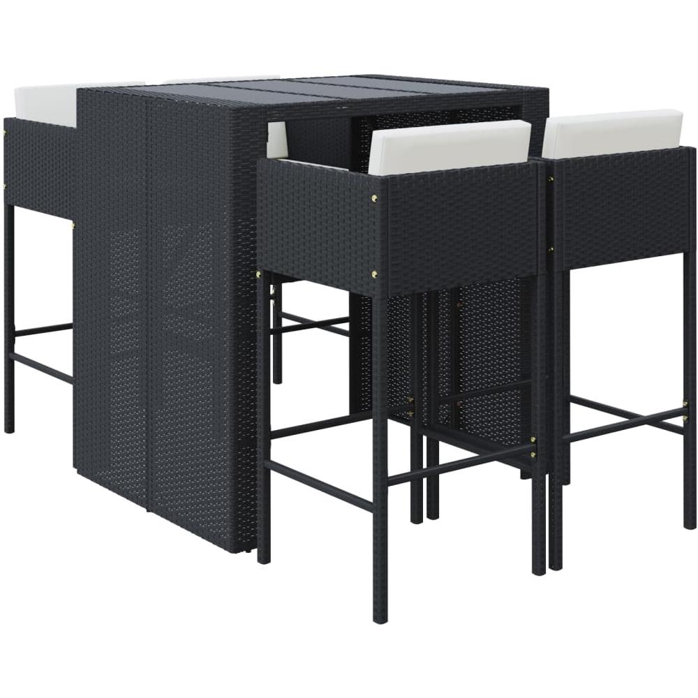 Set Bar Da Giardino 5 Pz Con Cuscini In Polyrattan Nero - Foto 2