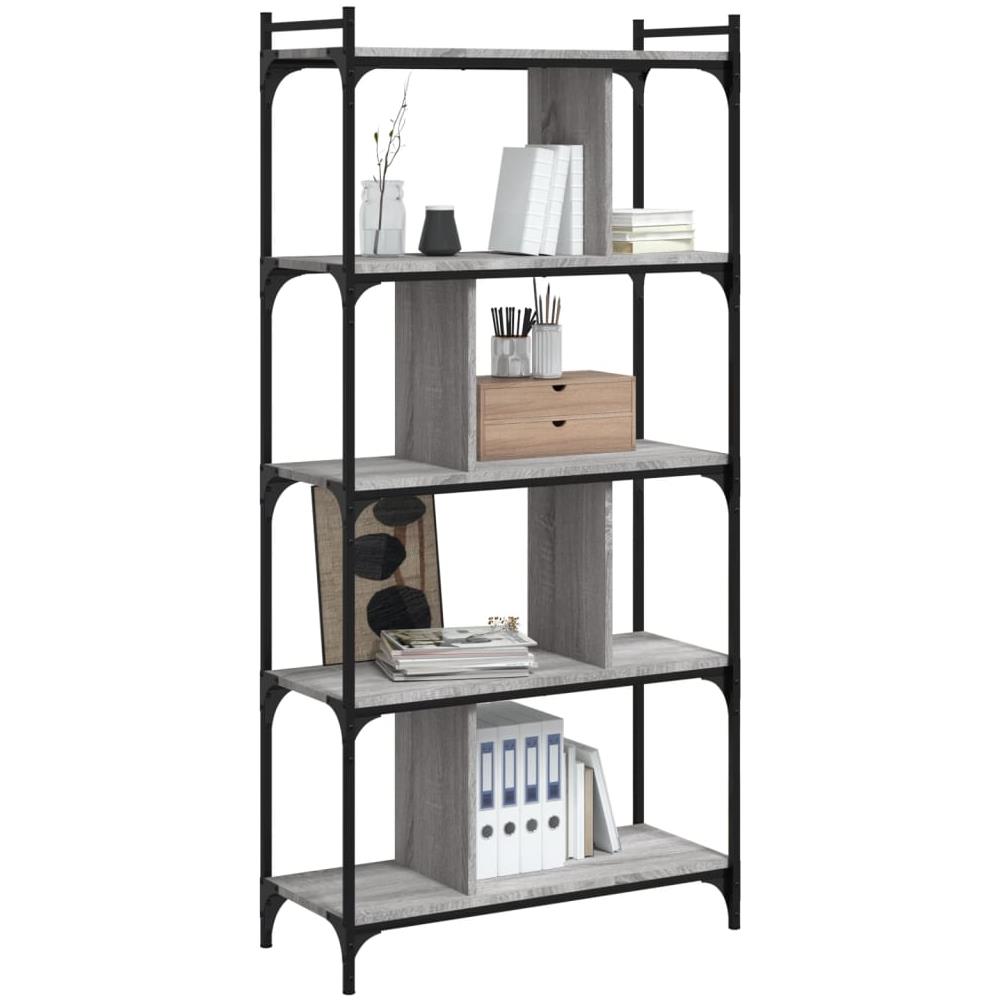 Libreria Grigio Sonoma 5 Ripiani 76x32x158 Cm Legno Multistrato - Foto 3