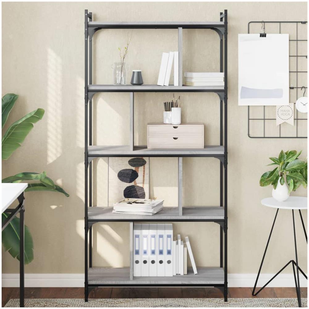 Libreria Grigio Sonoma 5 Ripiani 76x32x158 Cm Legno Multistrato - Foto 1