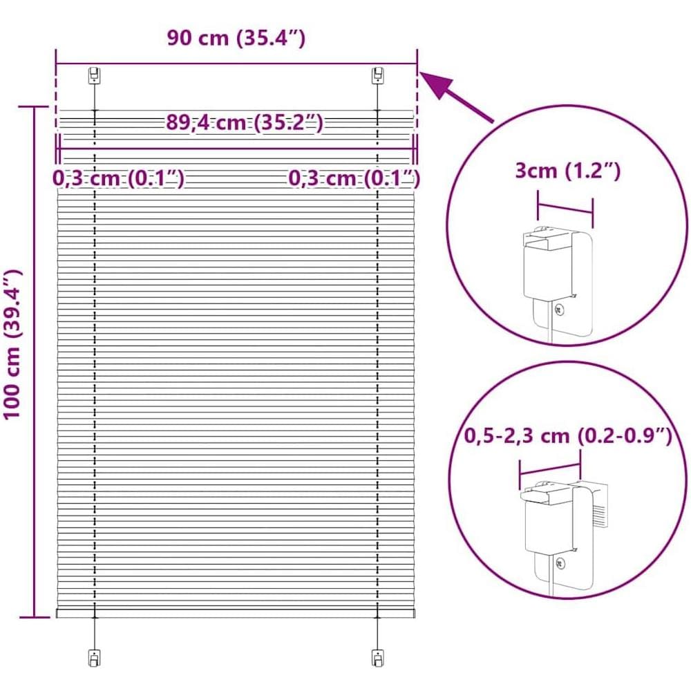 Tenda Plissettata Crema 90x100 cm Larghezza Tessuto 89,4 cm - Foto 10