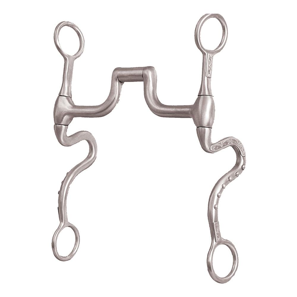 Morso intero satinato ad aste curve decorate imboccatura con inserti in rame a ponte con rullo - Foto 1