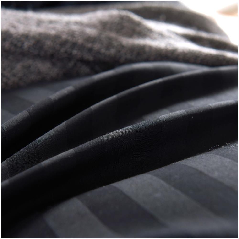 2 Pz Set Copripiumino Raso Di Cotone 155x220/80x80 Cm Nero - Foto 2
