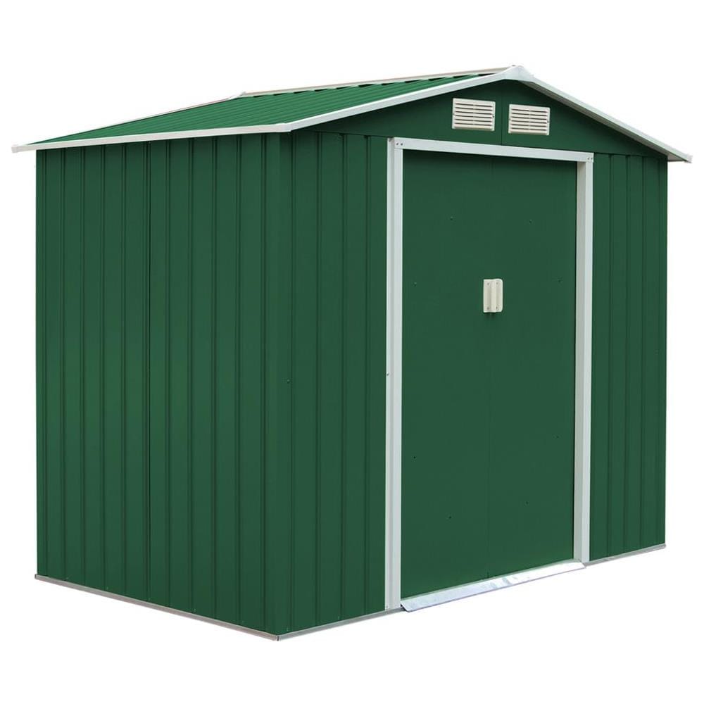 Casetta Box Porta Attrezzi In Lamiera L277xp191xh202cm Verde Porte Scorrevoli - Foto 1