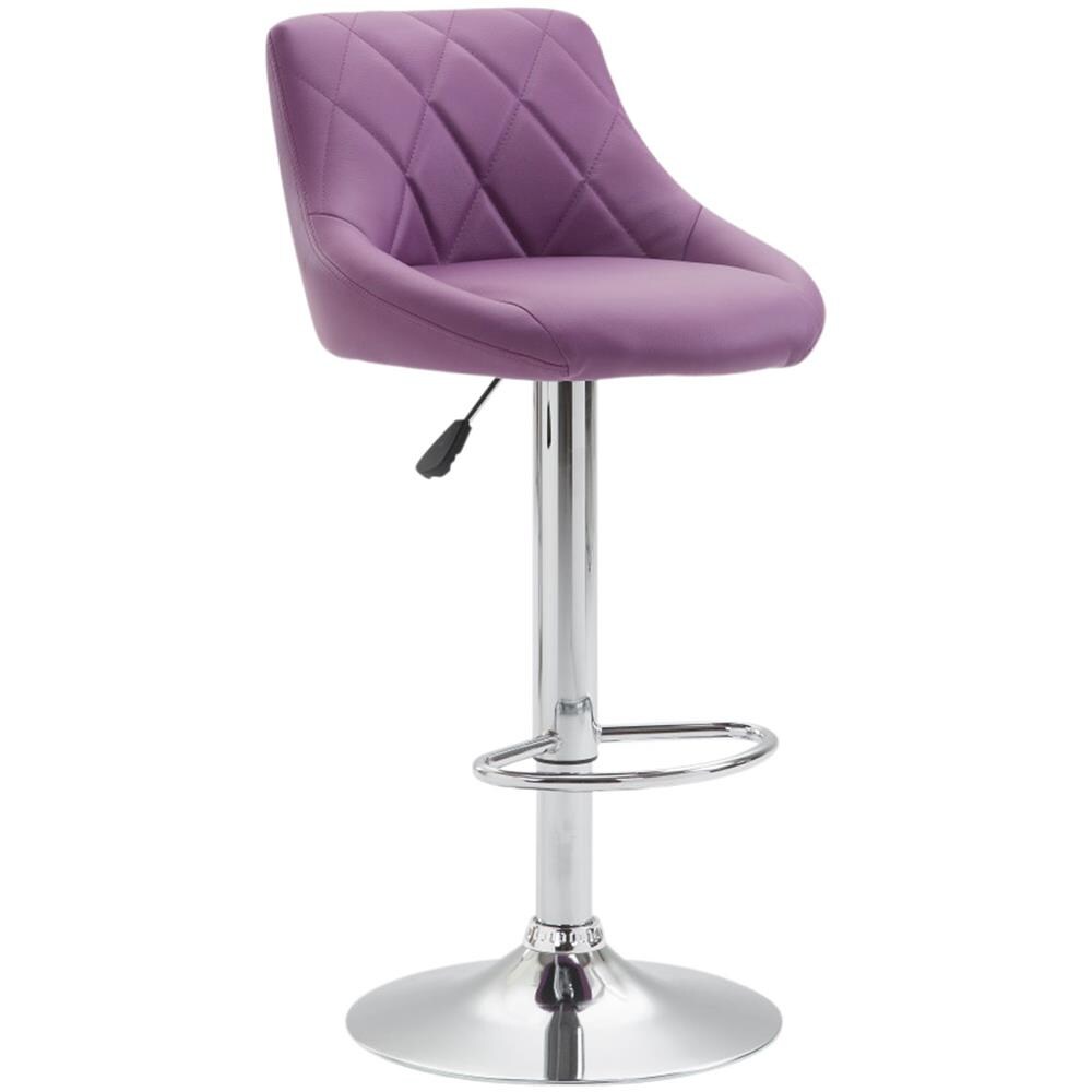 Sgabello Design Lazio In Similpelle I Sgabello Girevole Con Poggiapiedi I Sedia Alta Da Cucina Regolabile 83-104 CM I Sgabello Bar Imbottito Viola - Foto 1