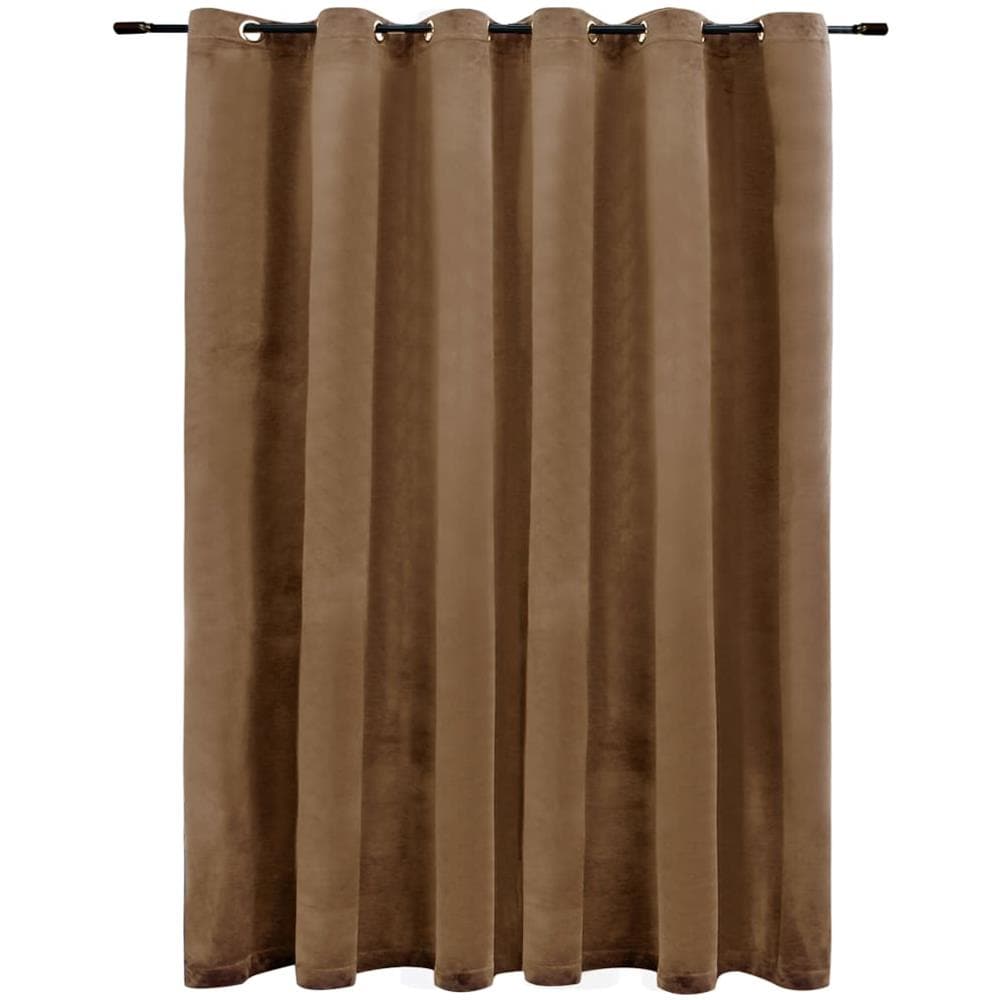 Tenda Oscurante Con Anelli In Metallo Velluto Beige 290x245 Cm - Foto 2