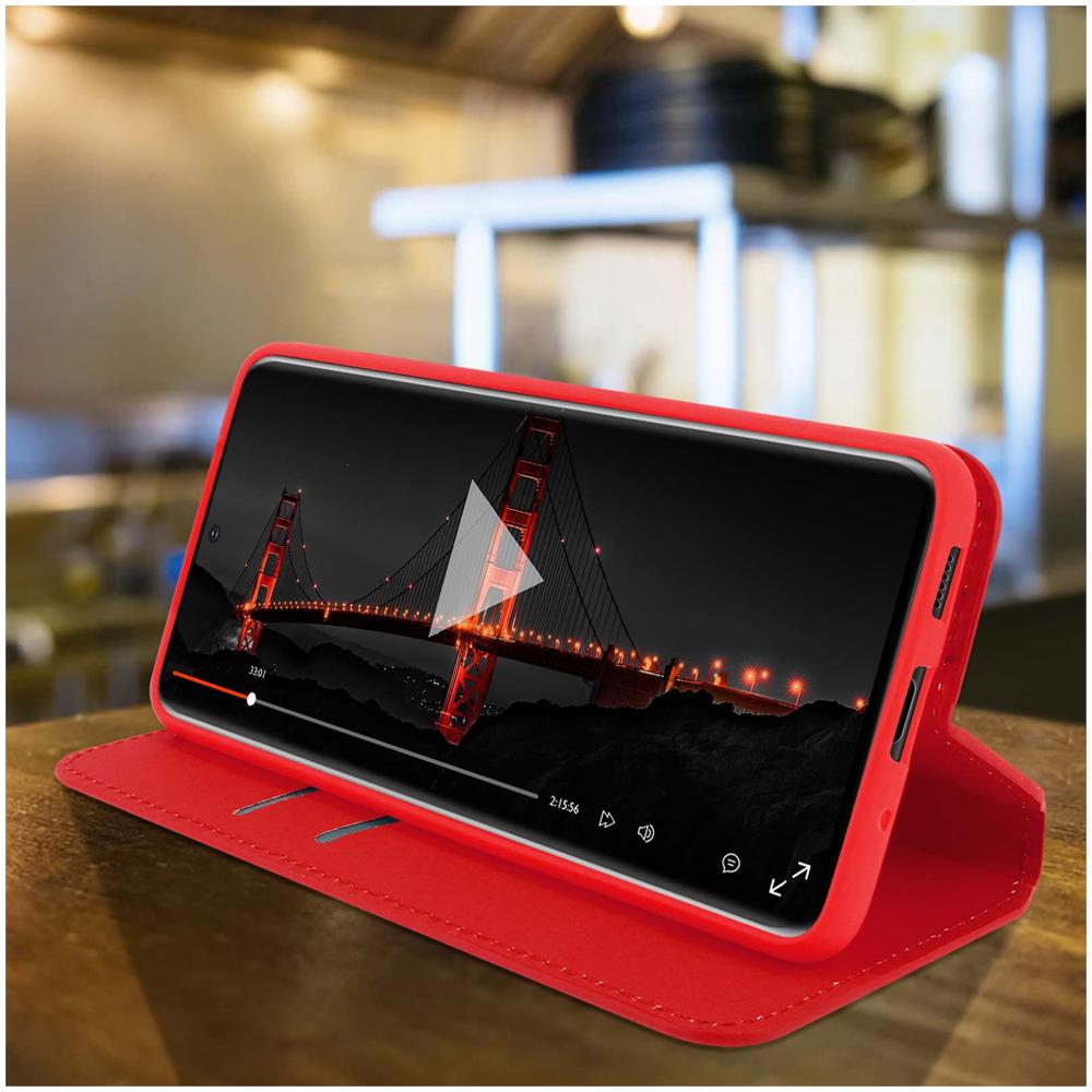 Custodia Per Samsung Galaxy S20 Plus Copertina Portacarte Supporto Video Rossa - Foto 2