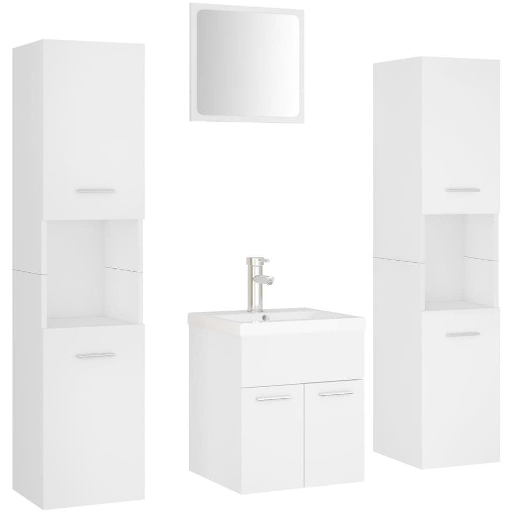 Set Mobili Da Bagno Bianco In Truciolato - Foto 2