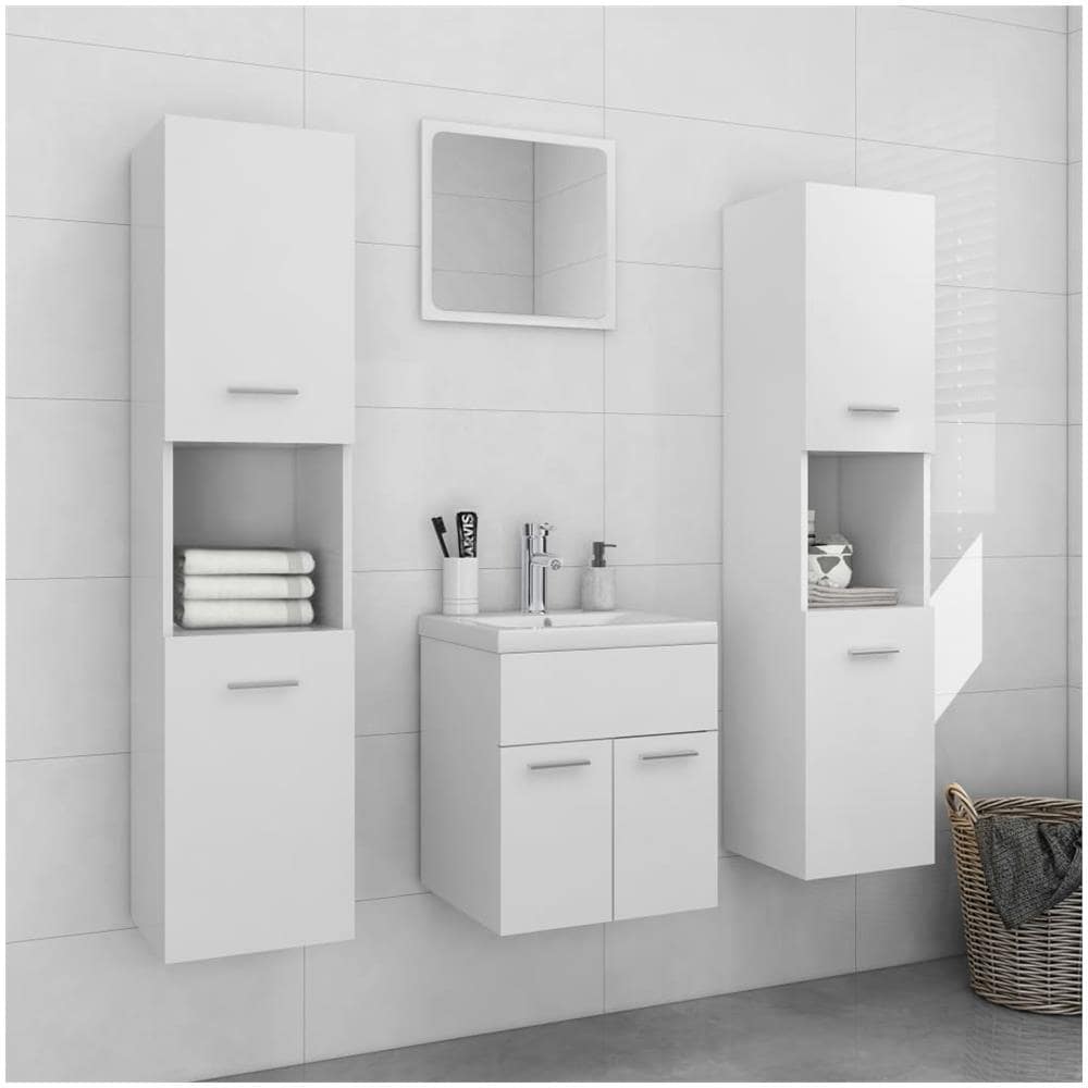 Set Mobili Da Bagno Bianco In Truciolato - Foto 1