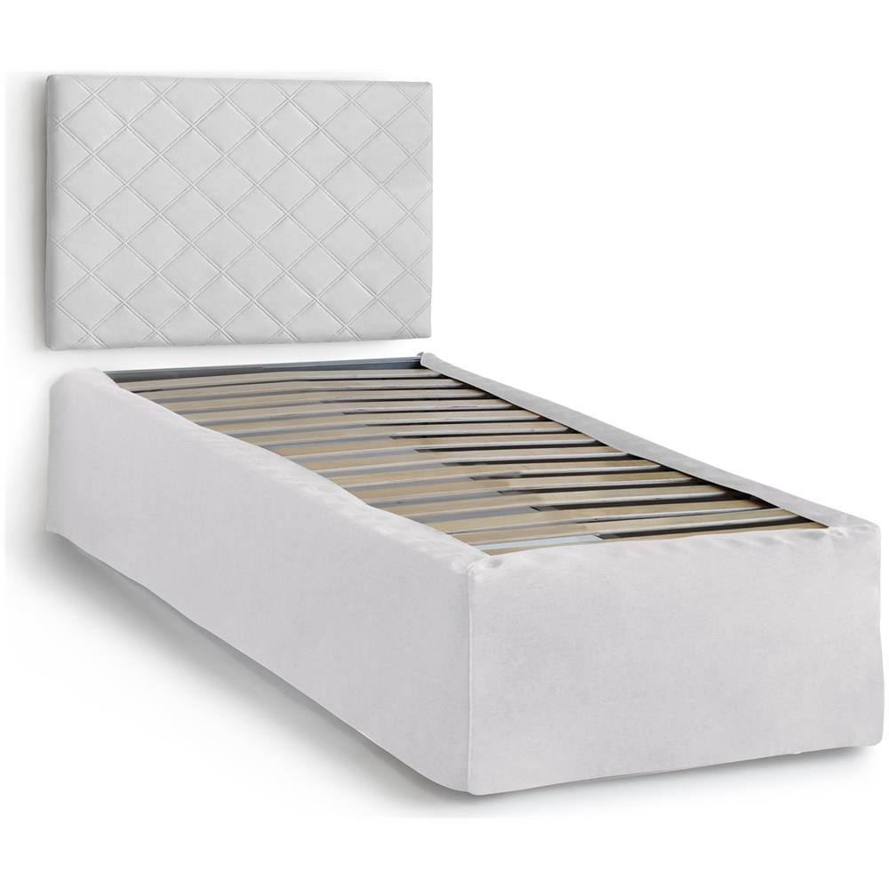 TALAMO ITALIA  Set testata in ecopelle con rete ortopedica e mantovana Made in Italy adatta a letto Singolo materasso incluso cm 80x190 Bianco JV11459