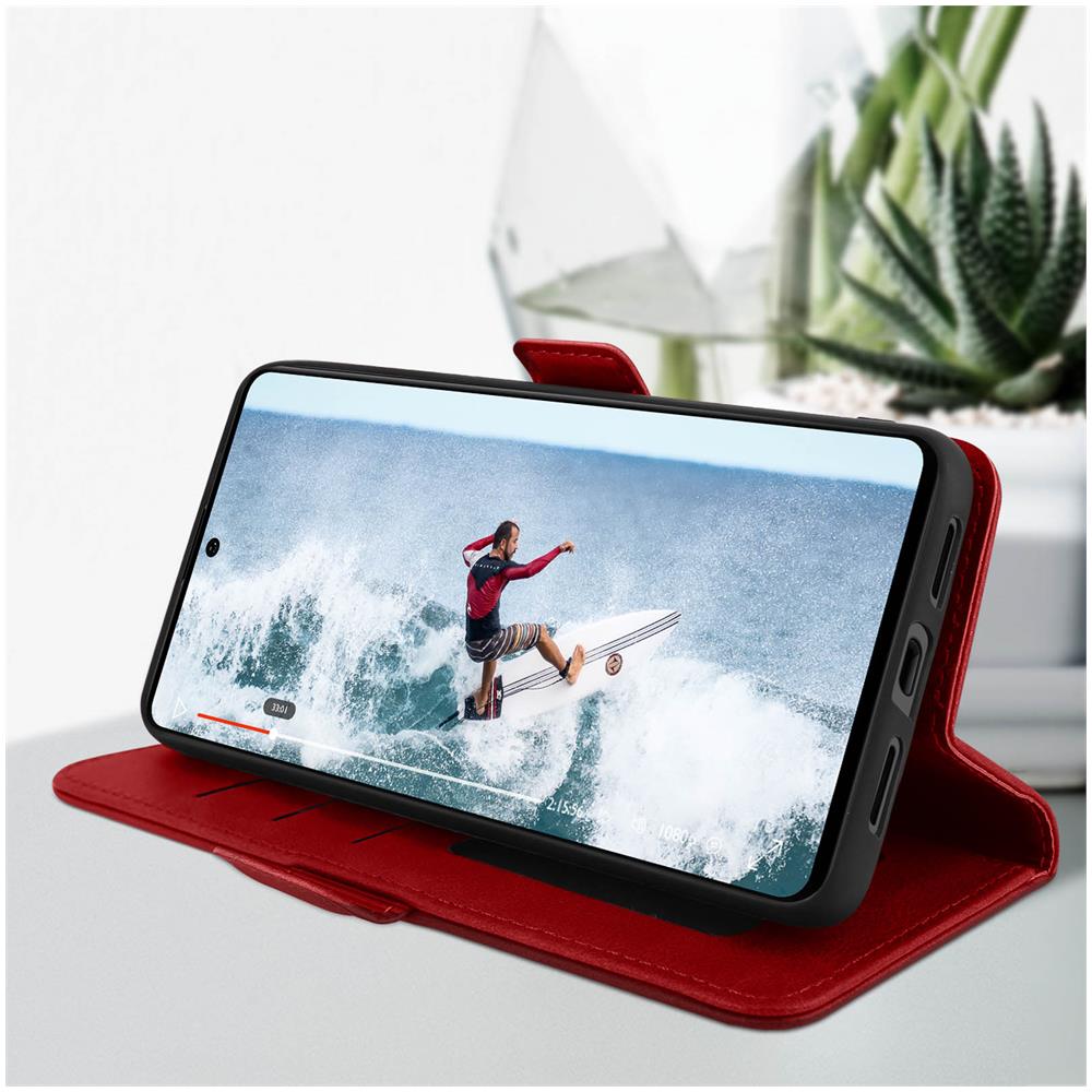 Custodia Google Pixel 6 Portafoglio Supporto Linguetta Magnetica Rossa - Foto 5