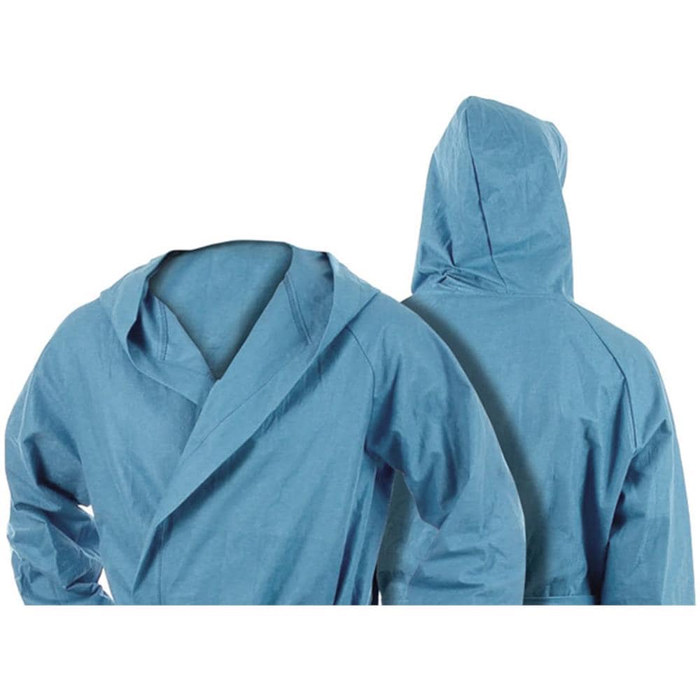 Accappatoio Con Cappuccio In Microfibra Adulto Unisex In Tinta Unita Vari Colori L Azzurro - Foto 2