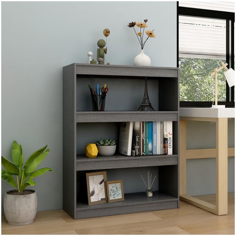 Libreria / divisorio Grigio 100x30x103 Cm In Massello Di Pino - Foto 1
