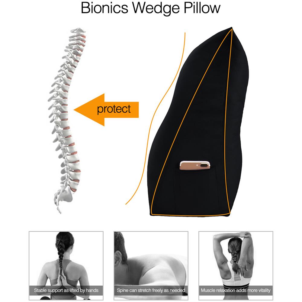 Cuscino A Cuneo Da Lettura Per Schienale, Cuscino Antireflusso Per Letto, Cuscini Gambe Lombare Di Supporto Per Divano, Grandi Testata Letto 140cm Lx20cm Px50cm A - Foto 3